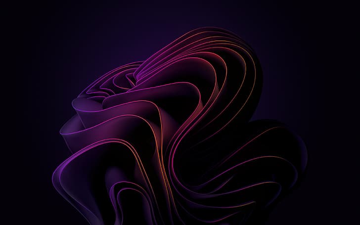 Windows 11, abstract, purple, dark background, HD wallpaper