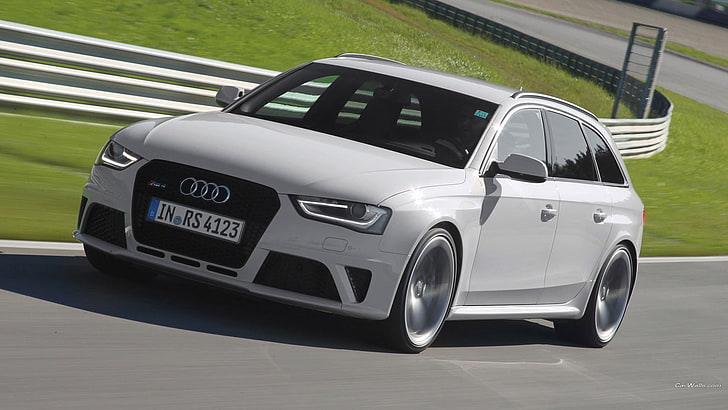 Audi RS4, silver cars, vehicle, mode of transportation, motor vehicle