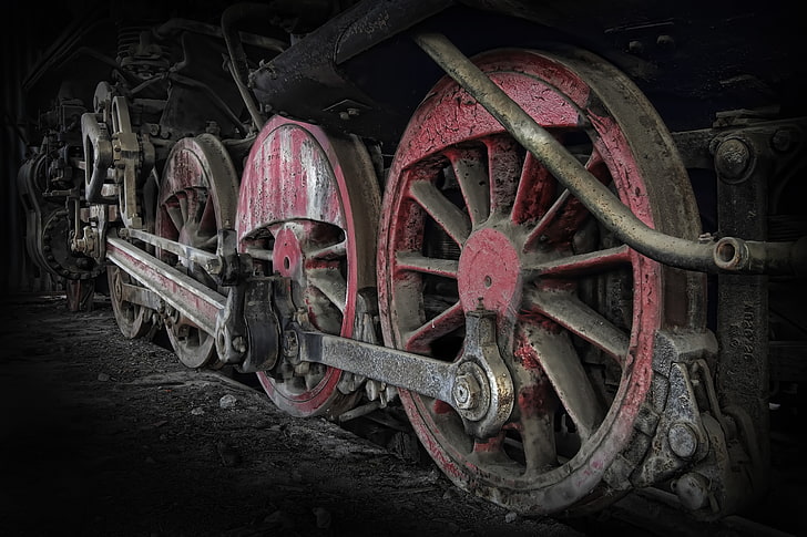 machine, train, steam locomotive, wheel, transportation, no people, HD wallpaper