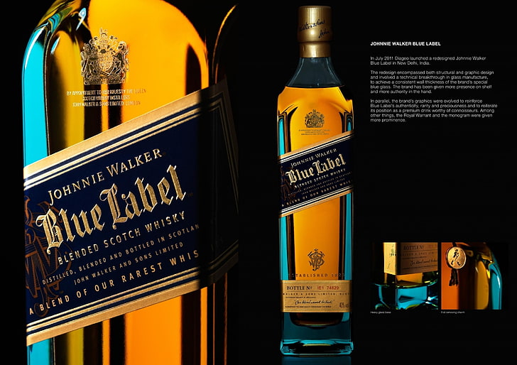 blue, johnnie, label, walker, whisky, HD wallpaper