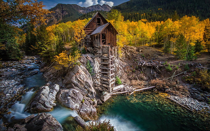 Crystal Mill Old Mine From The 1892 Th Wooden Plant River Crystal Colorado Usa 2560×1600