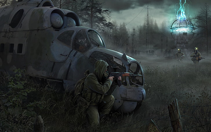 video games stalker helicopters postapocalyptic artwork vehicles mi24 games mi24 hind 2 Technology Vehicles HD Art