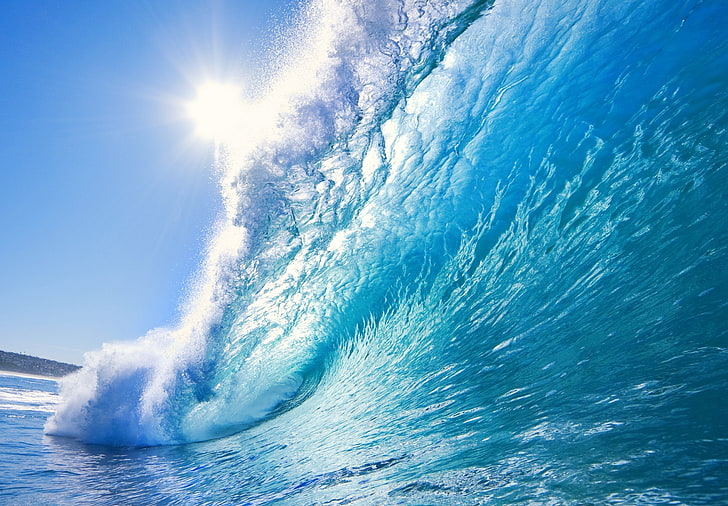 sea wave wallpaper, waves, Sun, water, motion, beauty in nature, HD wallpaper