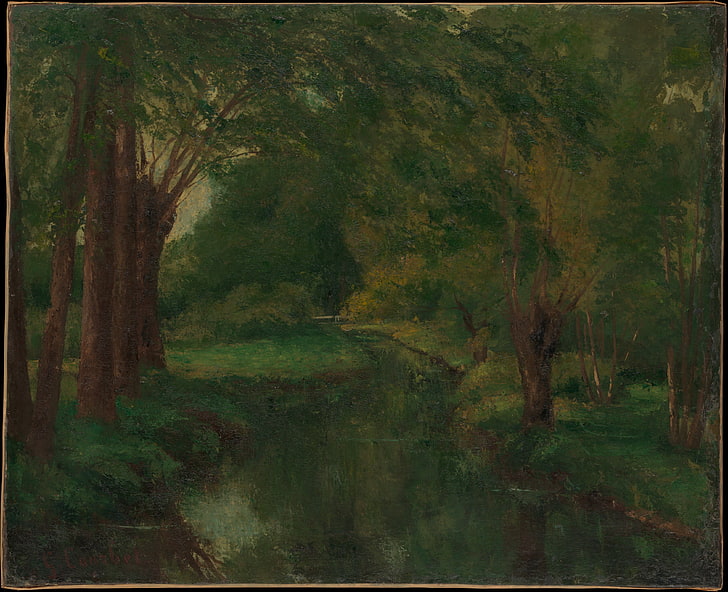 Gustave Courbet, classic art, tree, plant, forest, land, tranquility