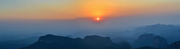 photo of sunset, sun goes down, black hills, little town, Madhya Pradesh, HD wallpaper