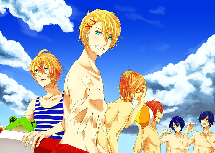 HD wallpaper: anime character wallpaper, boys, beach, recreation, ball,  smile | Wallpaper Flare