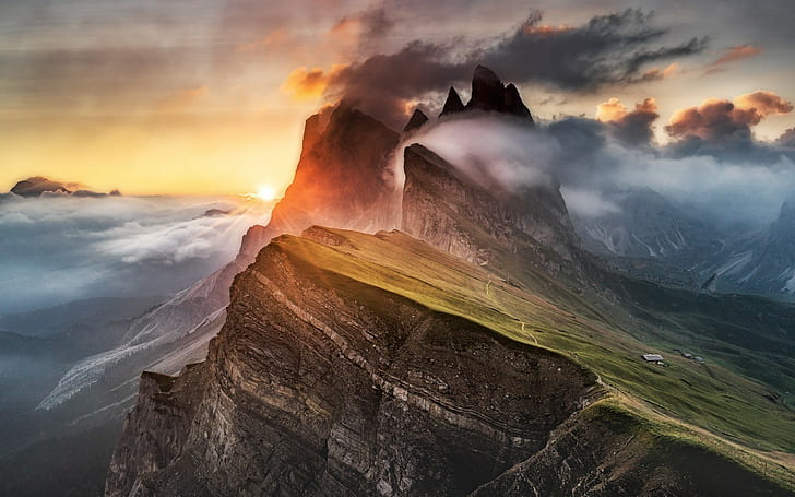 Seiser Alm, landscape, Dolomites (mountains), HD wallpaper