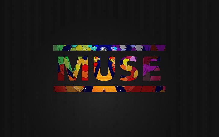 Muse, music, typography, minimalism, copy space, multi colored