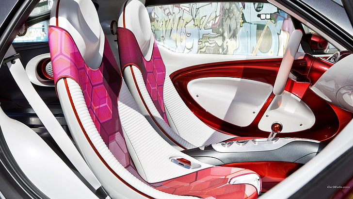 red and white car seat, Smart Forstar, mode of transportation, HD wallpaper