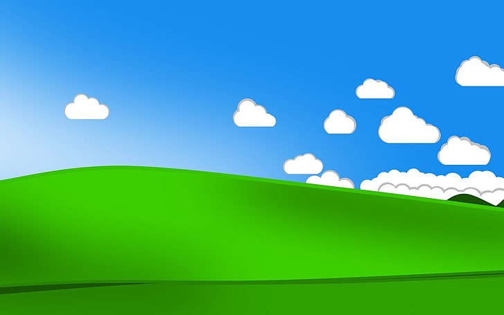 Windows XP, valley, minimalism, bliss, clouds, HD wallpaper