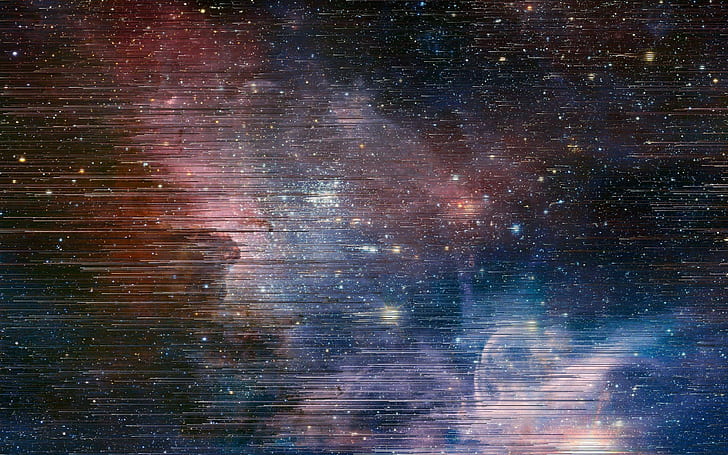 glitch art space nebula pixel sorting stars, astronomy, star - space, HD wallpaper