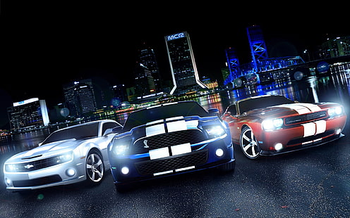 Hd Wallpaper Muscle Cars Dodge Challenger Ford Mustang Chevrolet Camaro Wallpaper Flare