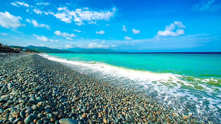 nature lover, horizon, pebble beach, philippines, surigao, mabua pebble beach, HD wallpaper