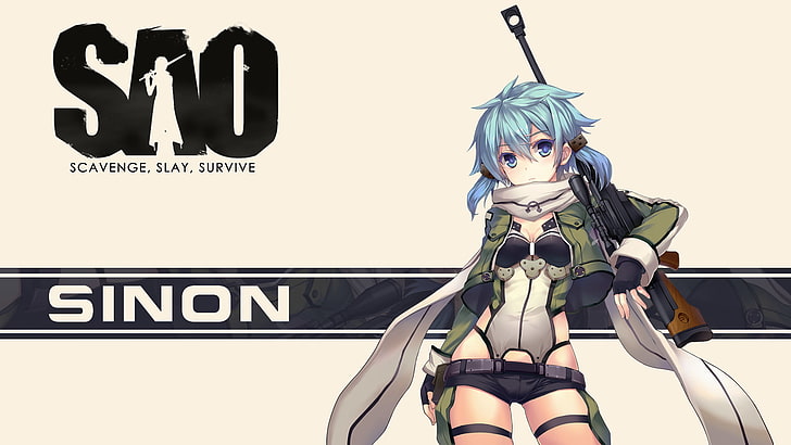 Sinon from SAO, anime, Sword Art Online, Gun Gale Online, Asada Shino, HD wallpaper