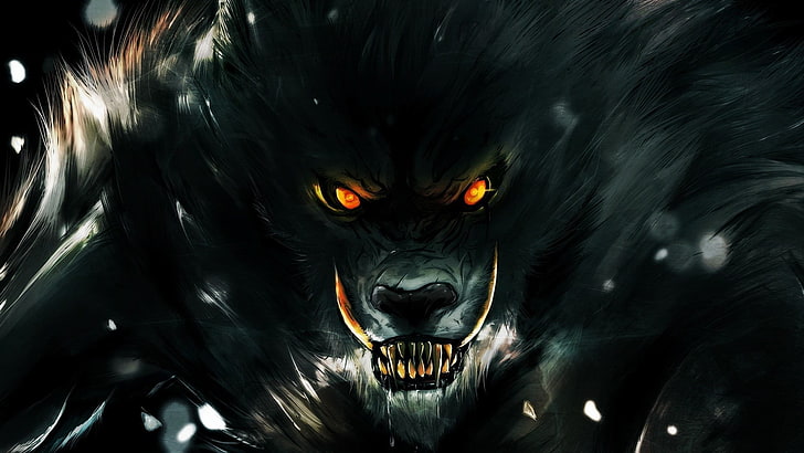gray werewolf wallpaper, digital art, fantasy art, animals, werewolves