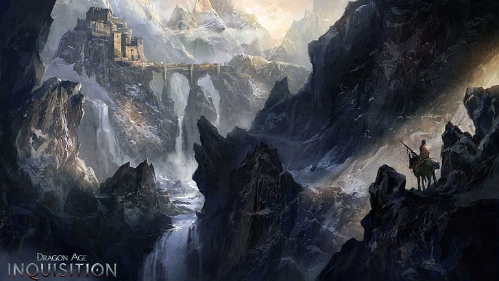 Dragon Age Inquisition wallpaper, mountains, bridge, the city, HD wallpaper