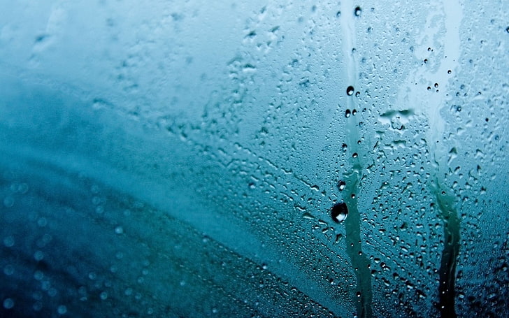 water droplets, rain, water on glass, water drops, wet, backgrounds, HD wallpaper