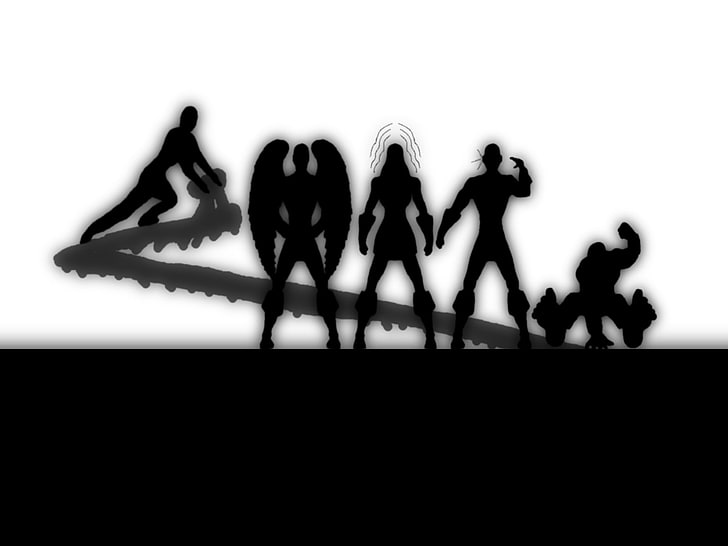 X-Men, silhouette, monochrome, group of people, leisure activity