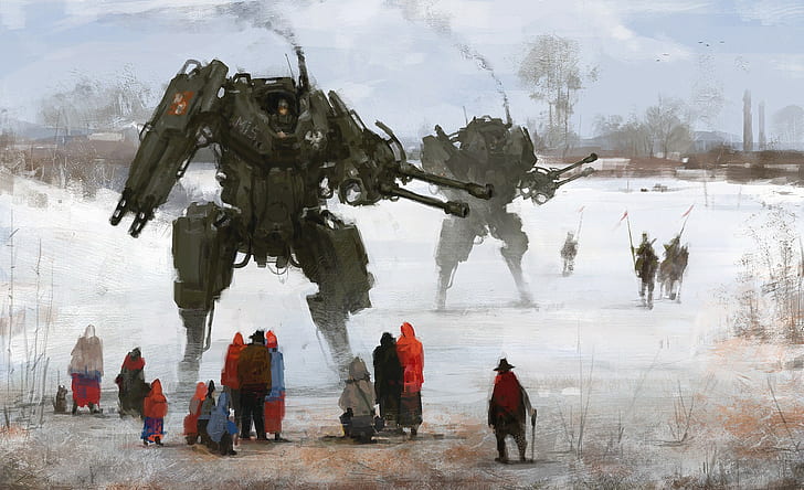 artwork, science fiction, painting, Jakub Różalski, HD wallpaper