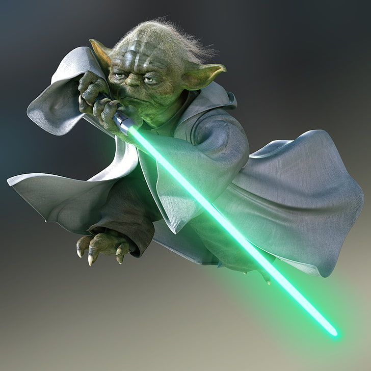 HD wallpaper: Yoda, Star Wars, digital art, lightsaber, Jedi, green color |  Wallpaper Flare