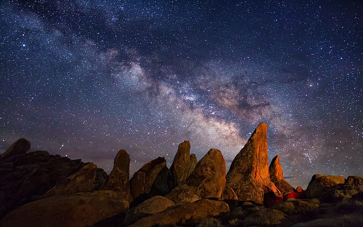 Milky Way Overnight Alabama Hills Rocky Hills And Formations Eastern Slopes Of The Sierra Nevada Near The California Usa Desktop Hd Wallpaper 1920×1200