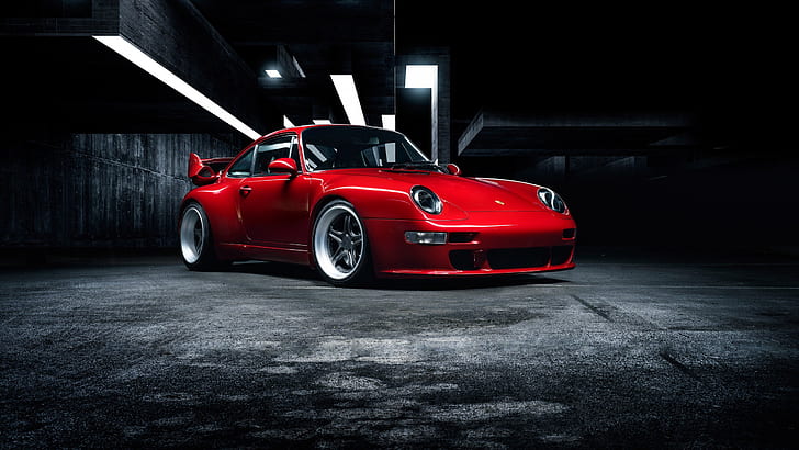car, red, supercar, front, garage, 993, classic cars, Porsche 993, HD wallpaper