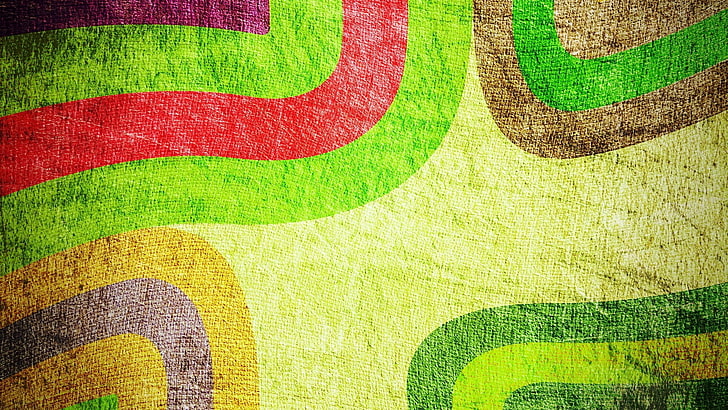 green, red, and white area rug, artwork, colorful, shapes, digital art