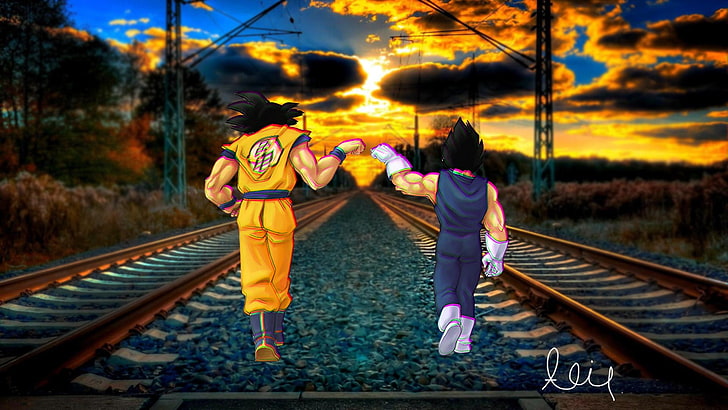 Son Goku and Vegetta wallpaper, Dragon Ball, anime, friendship