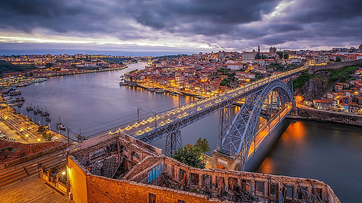 porto, portugal, europe, river, cityscape, bridge, river douro, HD wallpaper