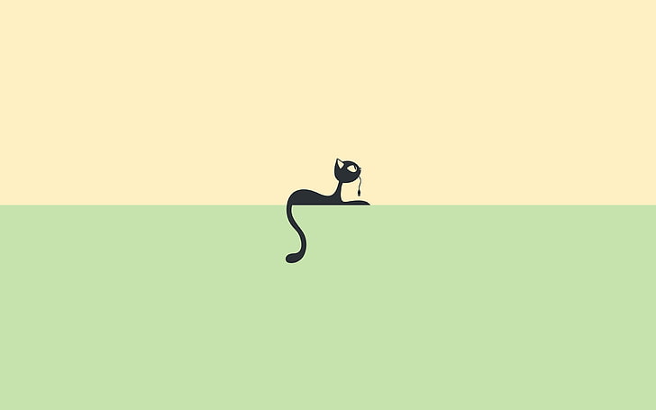 black cat illustration, minimalism, copy space, no people, green color