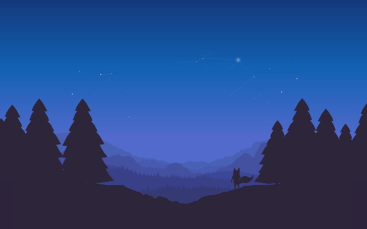 digital art, Firefox Nightly, forest, Horizon, illustration, HD wallpaper