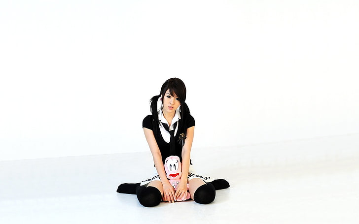 Hwang Mi Hee, Asian, Korean, school uniform, simple background