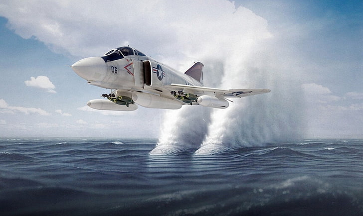 Jet Fighters, McDonnell Douglas F-4 Phantom II, water, sea, HD wallpaper