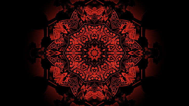 Abstract, Pattern, Artistic, Mandala, Red, HD wallpaper