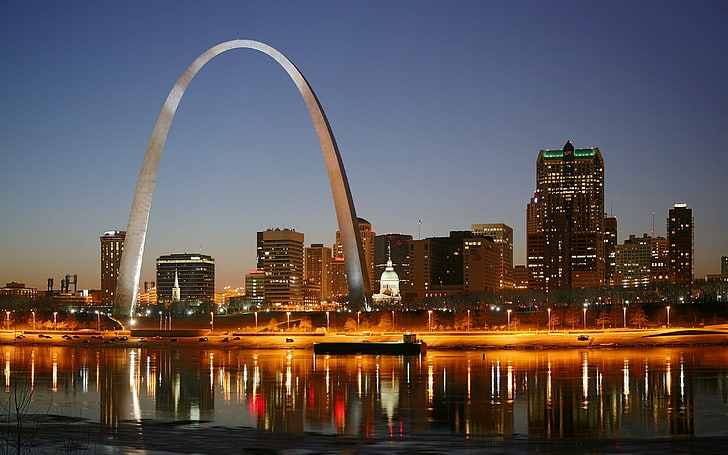 Download wallpaper 800x1200 night lights st louis water missouri usa  iphone 4s4 for parallax hd background