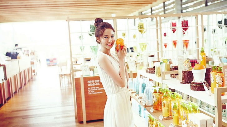 Asian, Girl, Smiling, Oranges, Im Yoona, HD wallpaper