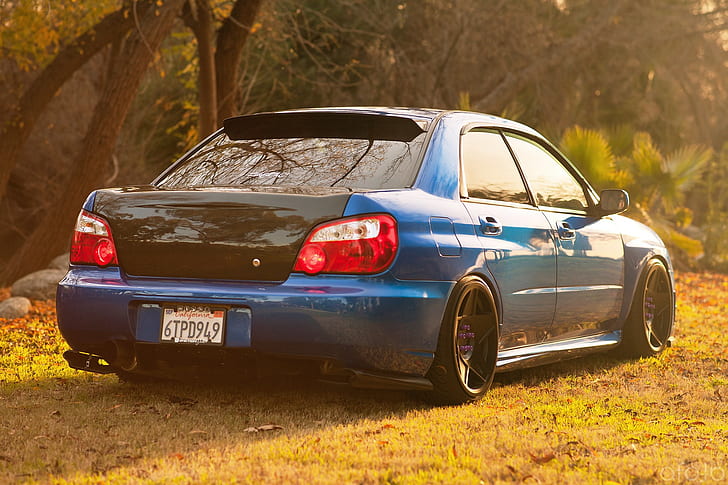 Subaru Impreza WRX STI, субару, тюнинг, синяя, HD wallpaper