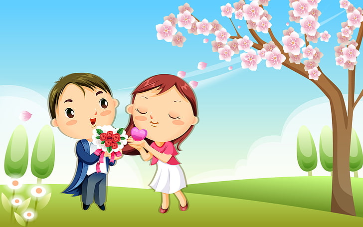 HD wallpaper: Boyfriend & Girlfriend, boy and girl illustration, Cartoons |  Wallpaper Flare