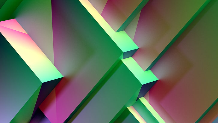 Blender, melons, pink, green, modern, geometry, square, cube