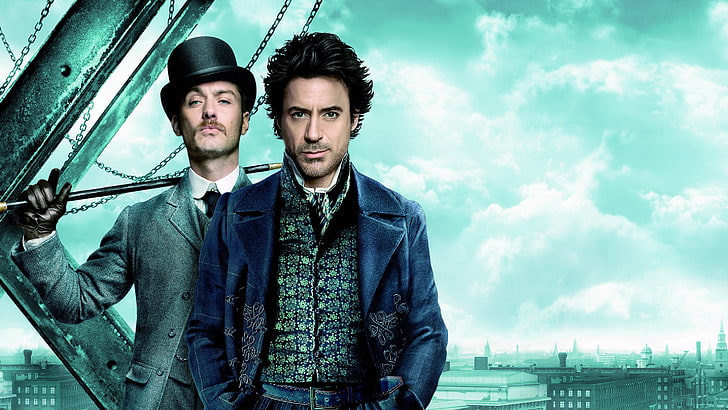 London, hat, cane, Sherlock Holmes, Jude Law, Robert Downey Jr., HD wallpaper