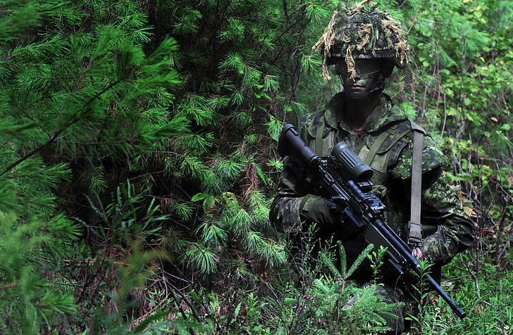 gun, forest, soldier, weapon, man, sniper, rifle, US Army, scope, HD wallpaper