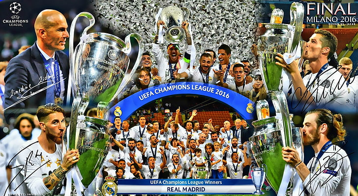 REAL MADRID CHAMPIONS LEAGUE WINNERS 2016, autographed Real Madrid photo
