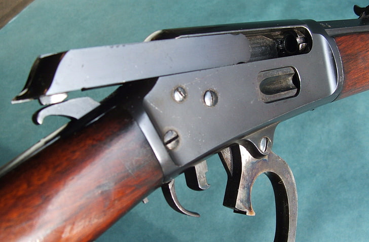 brown and black metal tool, gun, lever action rifle, close-up, HD wallpaper
