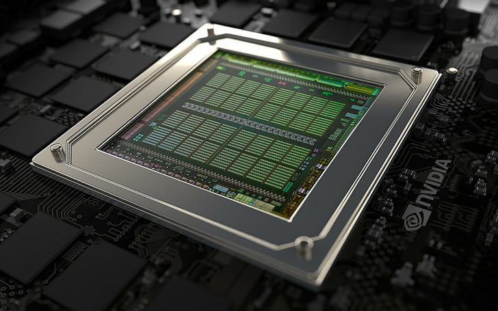 green and silver computer processor, Nvidia, GPUs, technology, HD wallpaper