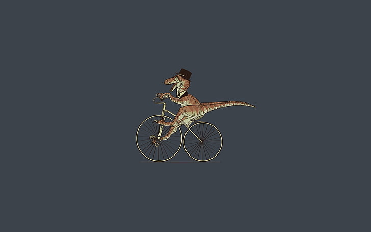 T Rex On Bicycle, orange dinosaur wallpaper, Funny, dragon, studio shot
