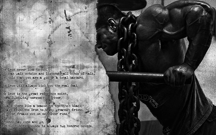 grayscale photo of chain, bodybuilding, working out, sports, monochrome, HD wallpaper