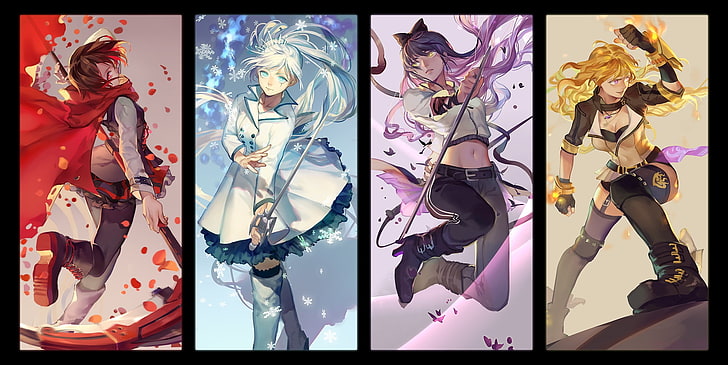 team rwby new outfits illustration, anime girls, fantasy girl, HD wallpaper