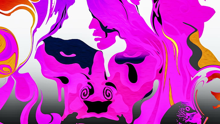 surreal, LSD, drugs, artwork, pink, face, psychedelic