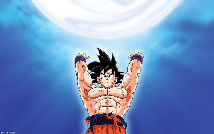 Son Goku of Dragon Ball, boy, goku genkidama, brunette, muscles, HD wallpaper