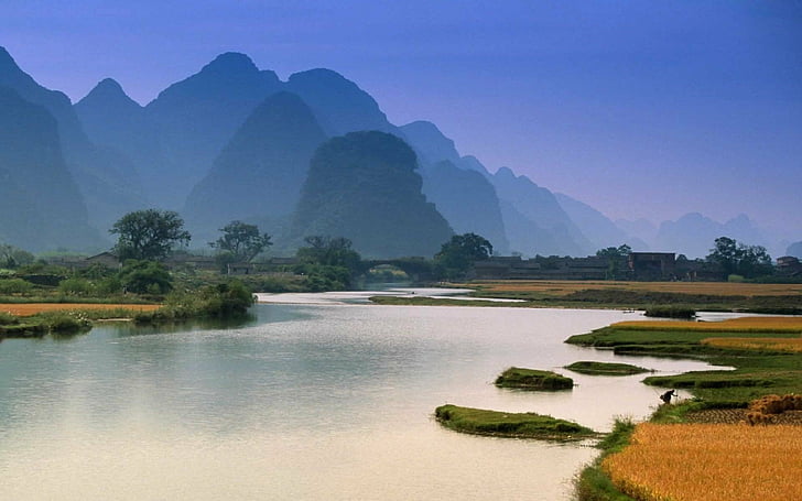 Mountains, Nan Mountains, China, Guanxi Zhuang, Li River, Nanling Mountains, HD wallpaper